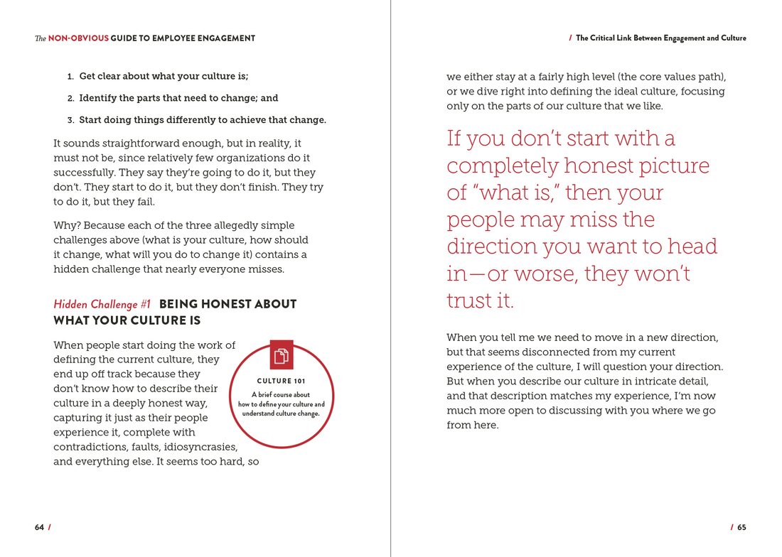 A spread from The Non-Obvious Guide to Employee Engagement