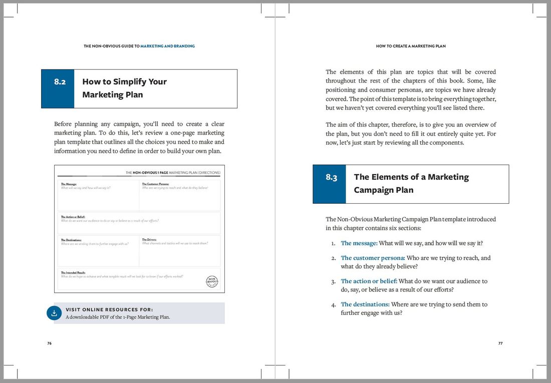 A spread from The Non-Obvious Guide to Marketing and Branding