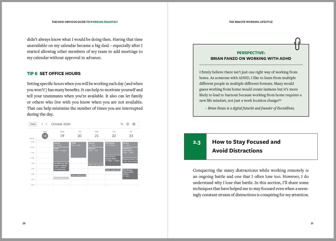 A spread from The Non-Obvious Guide to Working Remotely