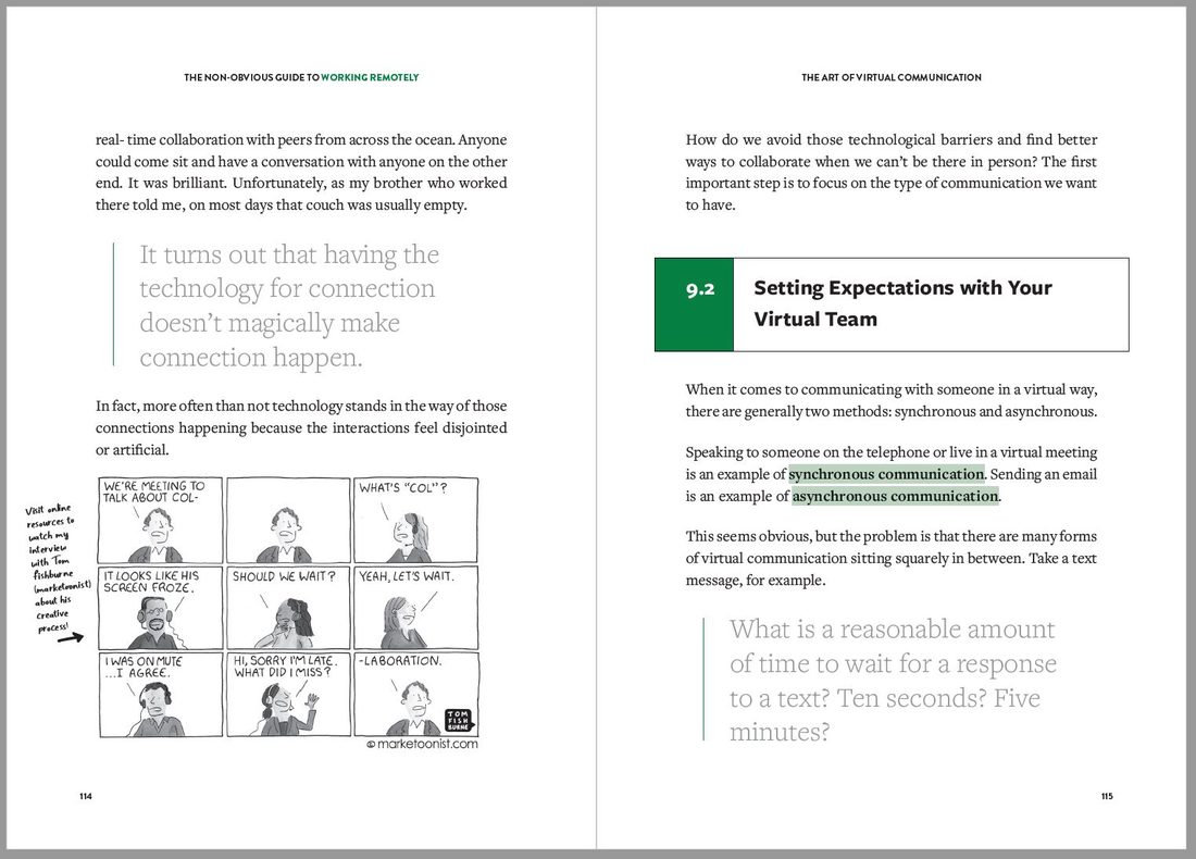 A spread from The Non-Obvious Guide to Working Remotely