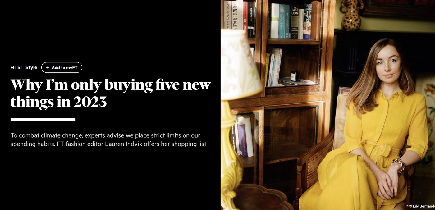 Want To Save The World? Buy Only Five New Things A Year.
