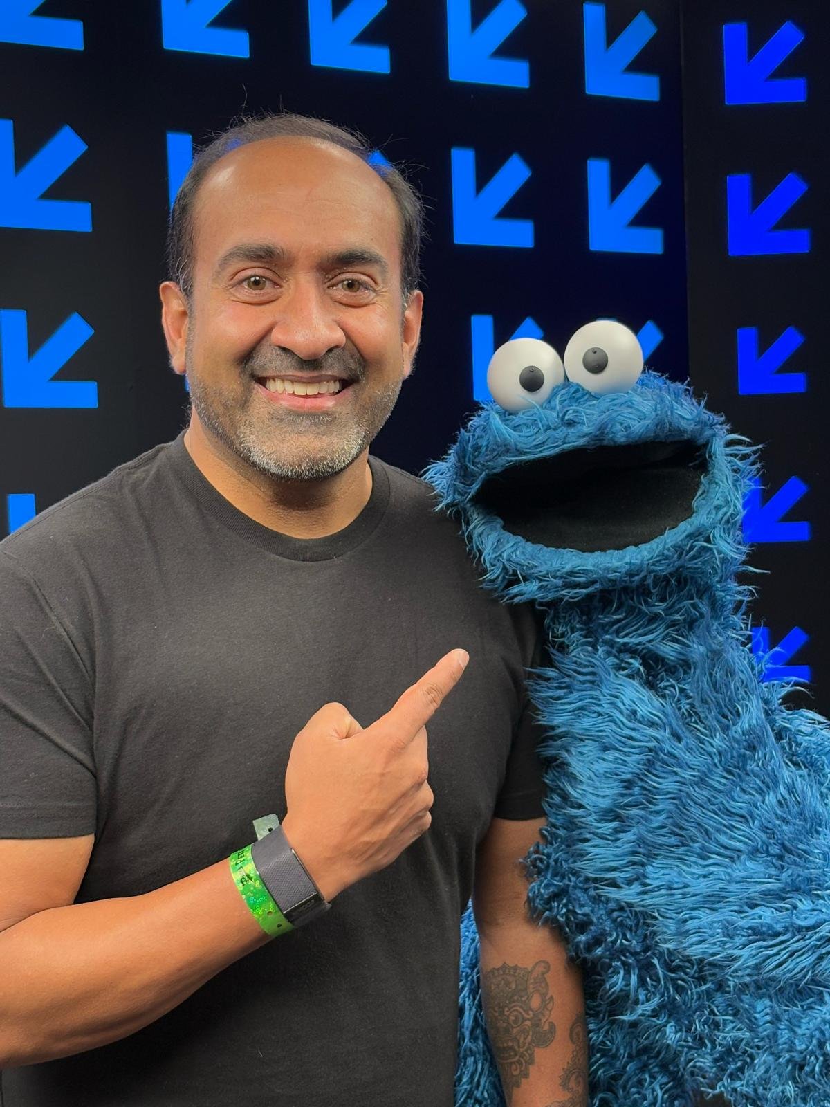 Rohit with Cookie Monster