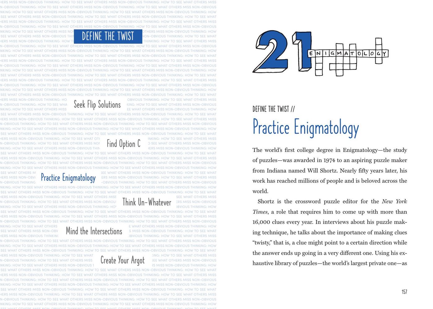 Practice Enigmatology &middot; Define the Twist spread from Non-Obvious Thinking