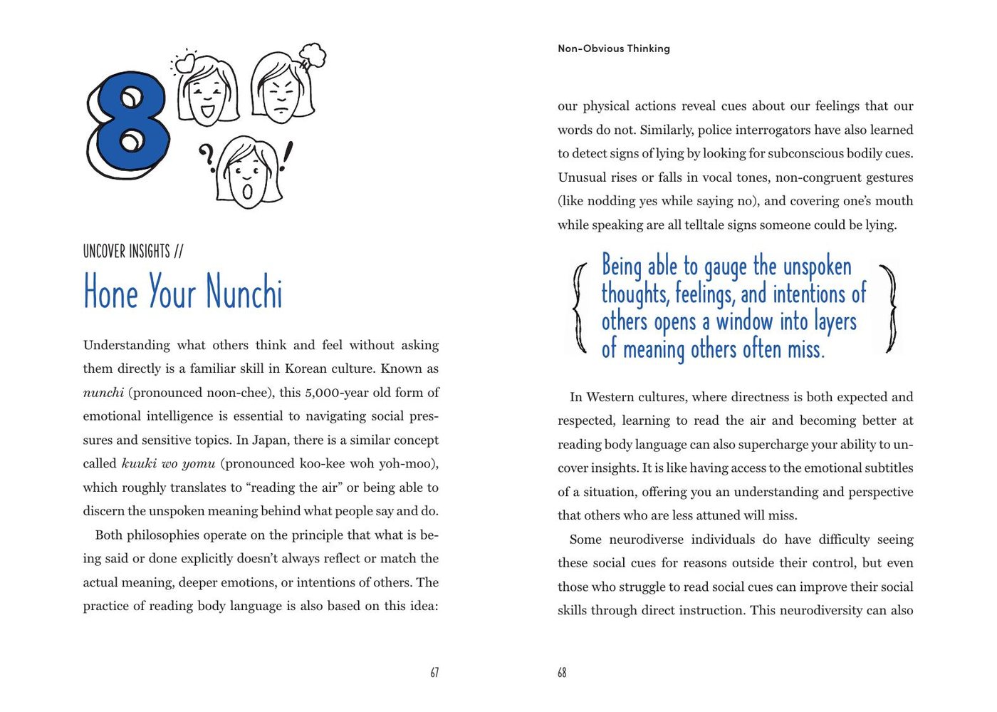 Hone Your Nunchi &middot; Uncover Insights spread from Non-Obvious Thinking