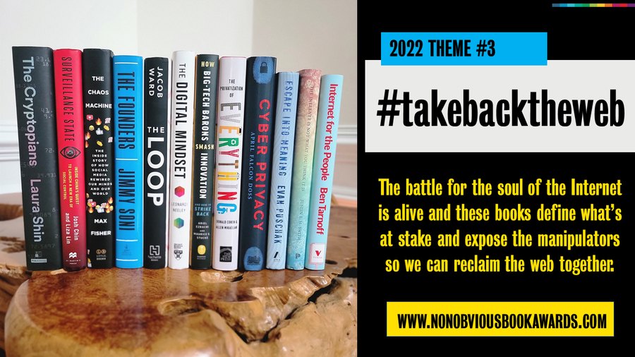 The books behind the #takebacktheweb trend — a stack of 2022 longlist titles