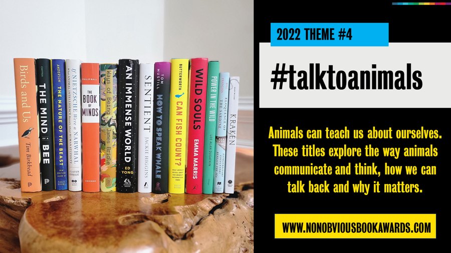 The books behind the #talktoanimals trend — a stack of 2022 longlist titles