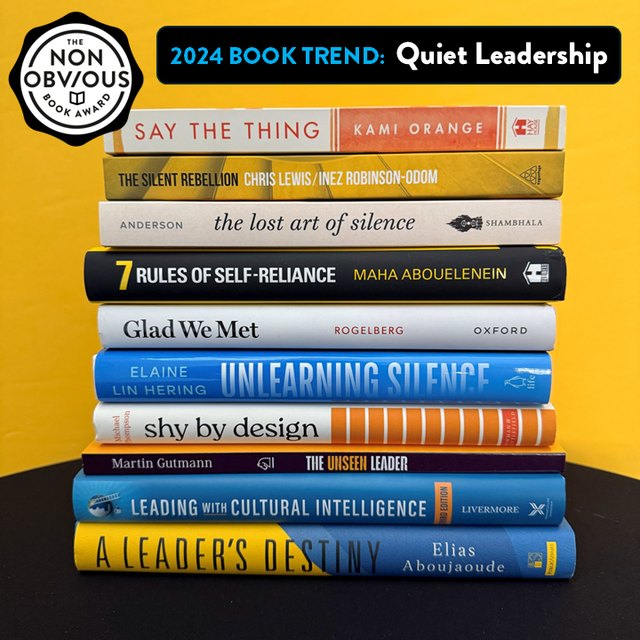 The books behind the Quiet Leadership trend — a stack of 2024 longlist titles